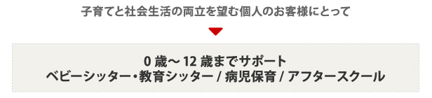 子育てと社会生活の両立を望む個人のお客様にとって
